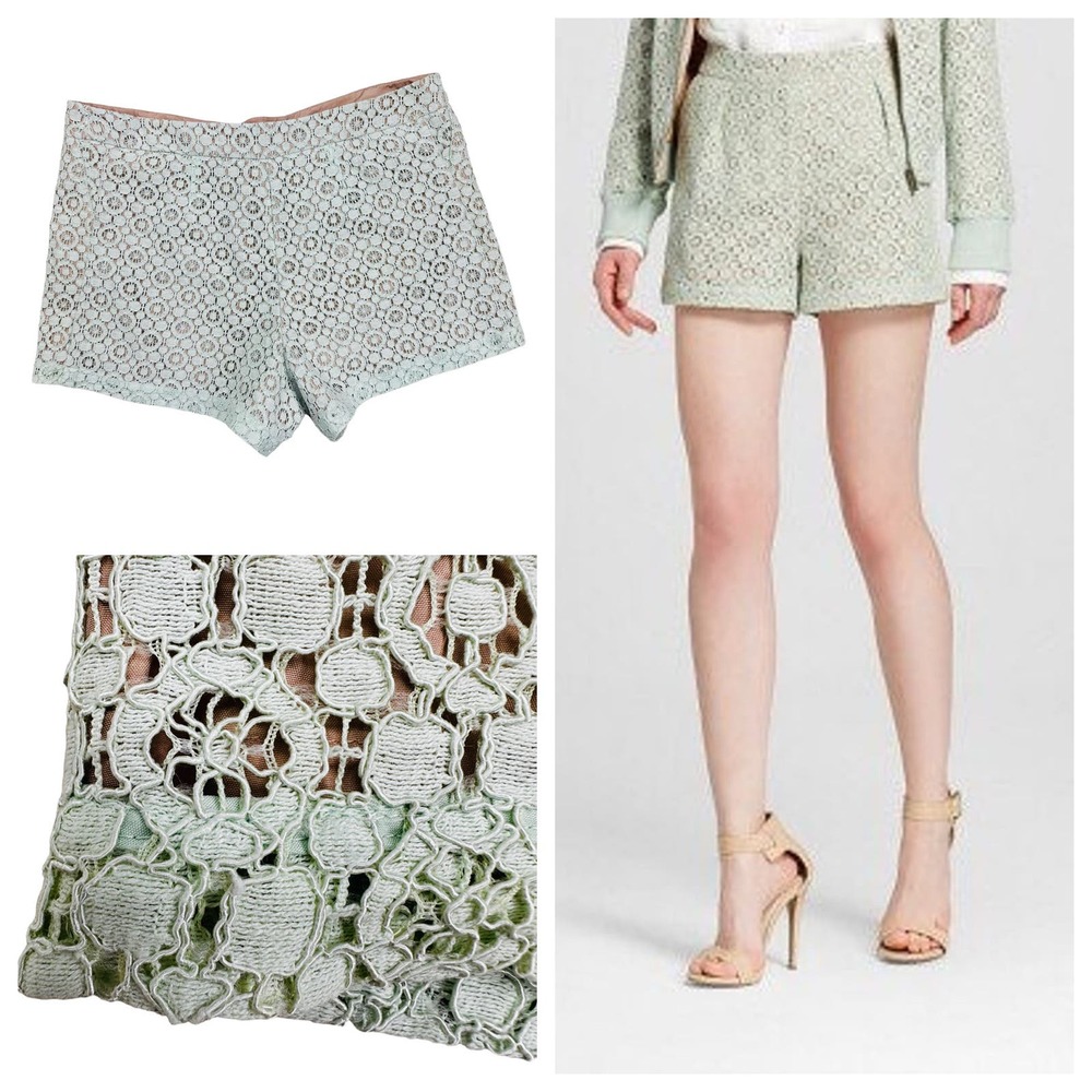Coquette Shorts Size 14W Victoria Beckham Green Cutout Lined High Rise Flirty
